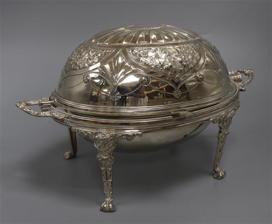 A silver plated breakfast tureen height 23cm